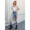 Women Plaid Open Front Long Cardigan Colorful Tassel Hem Long‑sleeve Knit Coat Casual Loose Maxi Outerwear For Ladies