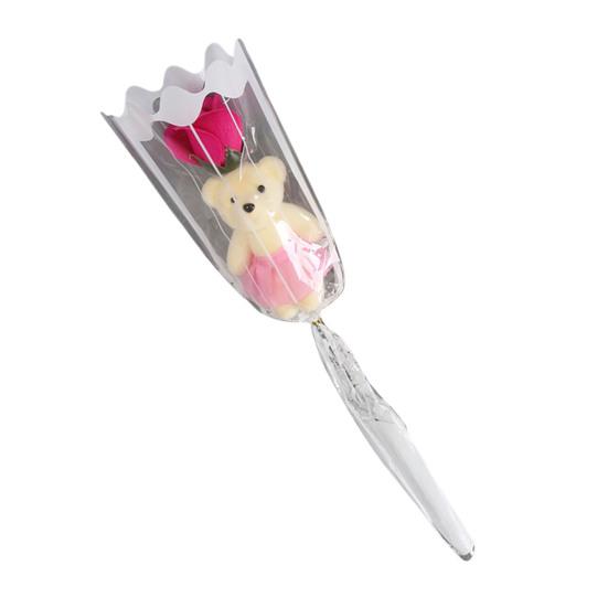 Букет из роз на День святого Валентина с мишкой Одиночная мыльная роза с плюшевым мишкой Искусственный букет роз Подарки на свадьбы, юбилеи