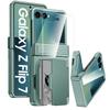 Для Samsung Galaxy Z Flip 7 с держателем для карт [RFID-блокировка] и защитой шарнира и HD-защитой экрана, Прочный противоударный чехол для телефона - Мятно-зеленый