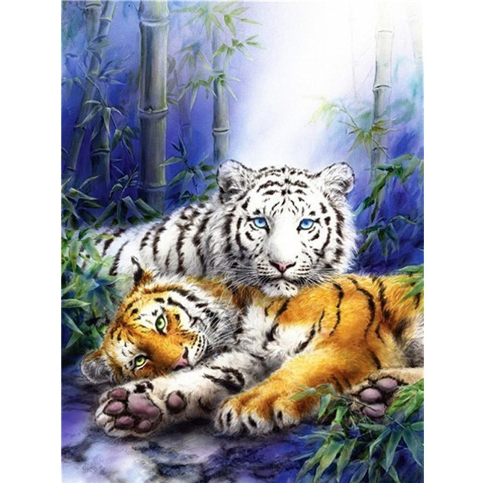 Diamond Painting "Tiger" Animal 5D DIY Full Round Diamond Embroidery Kit Rhinestone Cross Stitch Decoration Mosaic Picture Gift