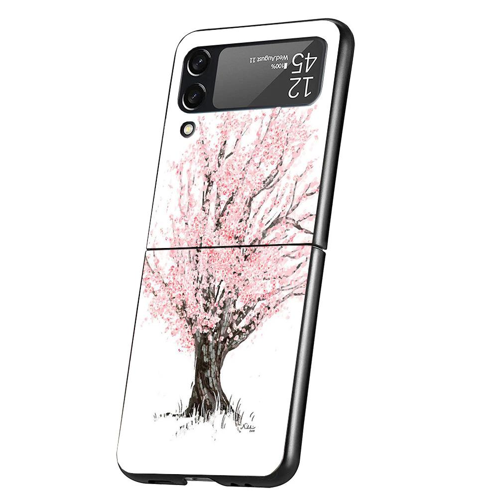 Cherry Blossom Tree Cover Phone Case For Samsung Galaxy Z Flip 7 6 5 4 3 5G Flip7 Flip6 Flip5 Flip4 Flip3 Black Fundas Shell Gal