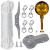 Nylon Braided Rope Flag Pole Tool Set 3 Inch Golden Ball Flag Pole Parts Repair Kit