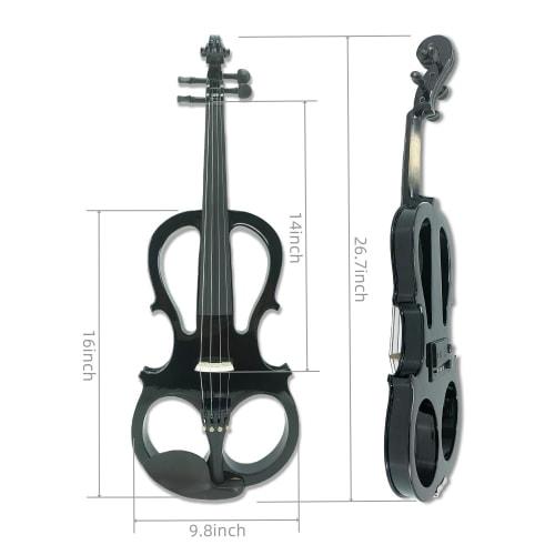 Vetimobato 16-inch Electric Viola - Practice Silent Viola Solid Wood Walnut, Maple Neck, Ebony Fittings, Metallic Coating, Includes Case, Bow, Headpho