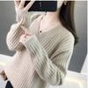 Women's Loose Fit V-Neck Striped Pullover Sweater - 2024 Autumn/Winter Korean Style
