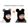 Зимний набор: шапка и шарф для детей 1-4 лет - Милый вязаный медведь с ушками, Теплая мягкая встроенная шапка, Моющийся аксессуар для малышей