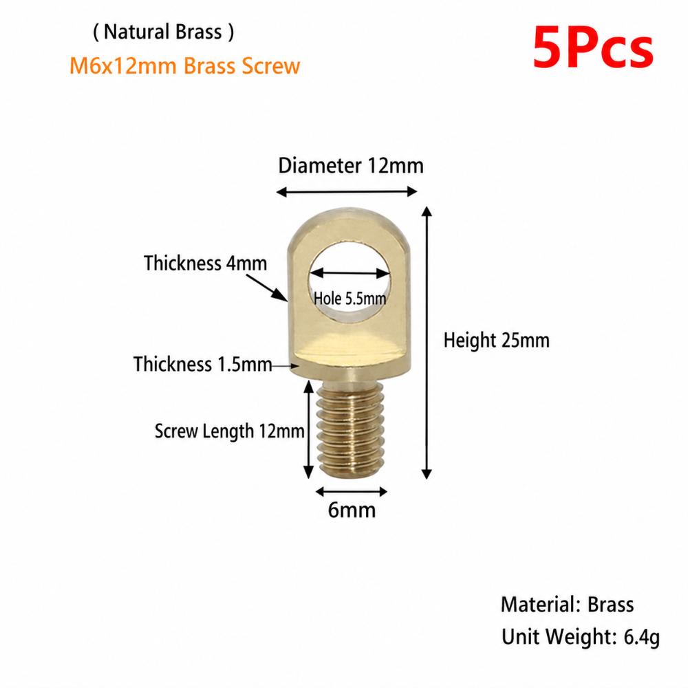 5Pcs M3-M10 Brass Eye Bolts Brass Lifting Ring Eye Bolt for Wire Rope Plant Light Suspension