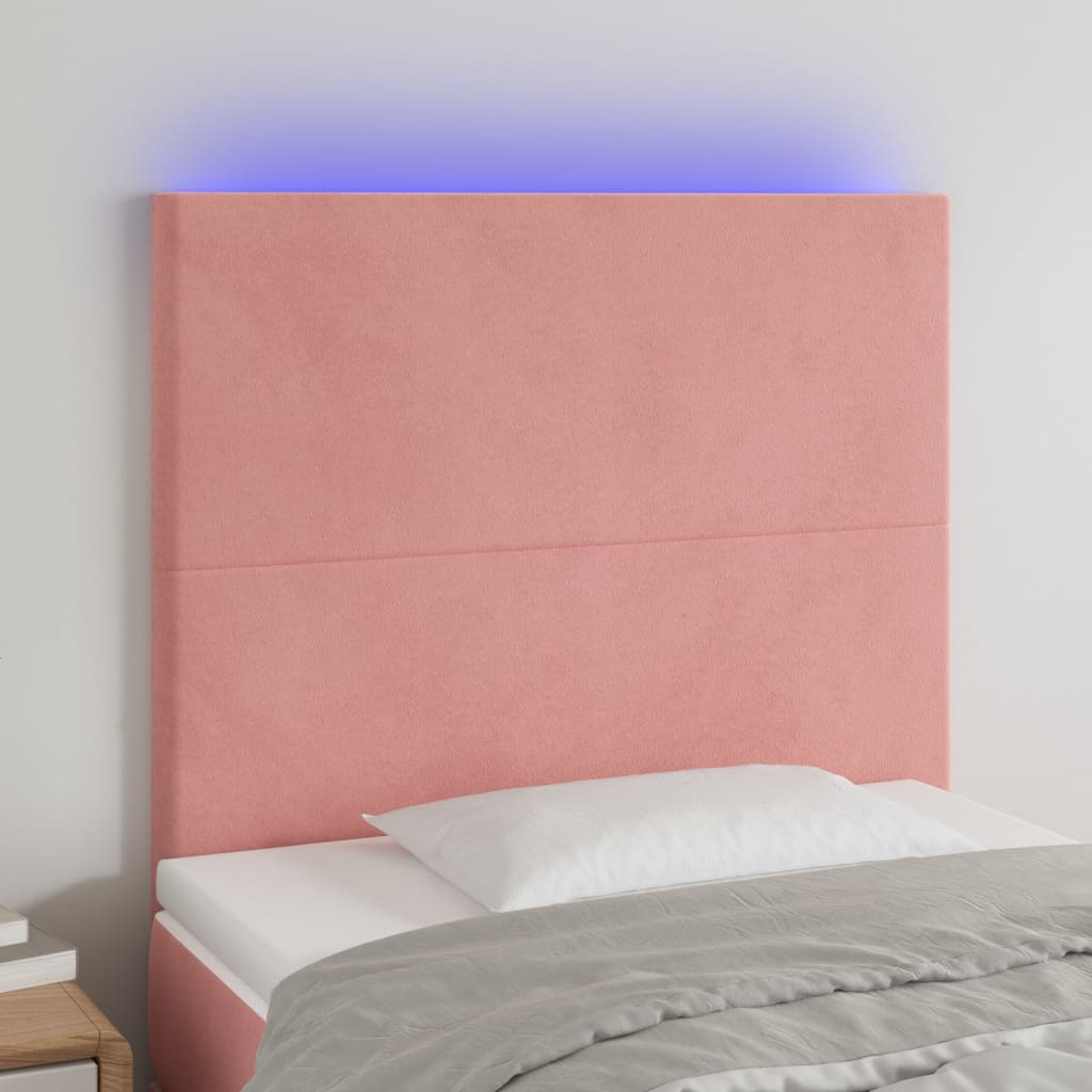 LED Headboard Pink 80x5x118 128 cm Velvet