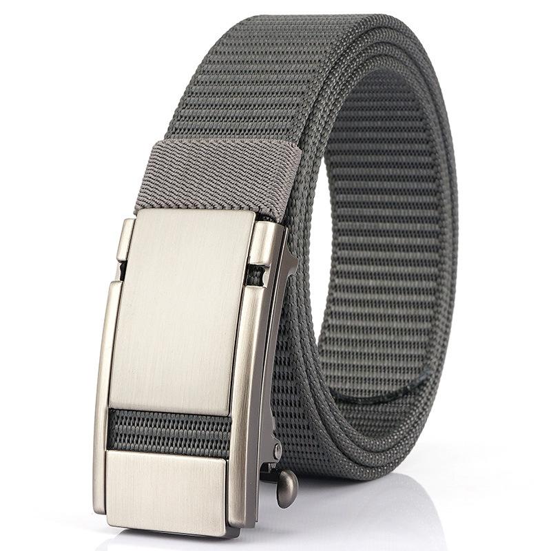 Новый мужской ремень для поездок на работу с автоматической пряжкой из нейлона, универсальный двухслойный толстый ремень для отдыха на природе