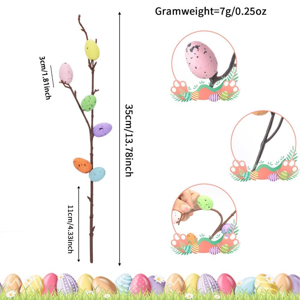35CM Length Easter Egg Branch Fake Bouquets Egg Design Fake Plant Bouquet Artificial Branch Shape Vase Ornament Home Decor