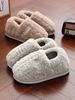Мужские зимние хлопковые плюшевые домашние/уличные тапочки 2025 - с толстой подошвой и закрытой пяткой.