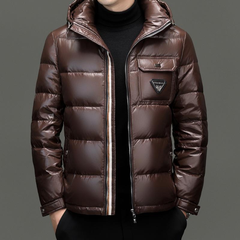 Куртка-пуховик с капюшоном для мужчин, зимняя новая блестящая модная куртка-пуховик для активного отдыха