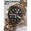 Б/у SEIKO 5 SPORTS (автоматический, прозрачная задняя крышка) в хорошем рабочем состоянии. (Ремешок стороннего производителя).