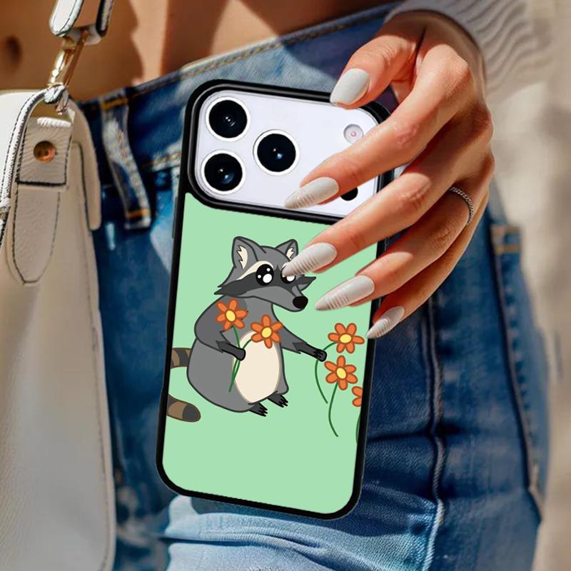 Cartoon Raccoon Kawaii Phone Case For iPhone 17 Air 14 15 13 12 Max Cover For Apple 14 15 16 16e 11 Pro Max Plus Coque