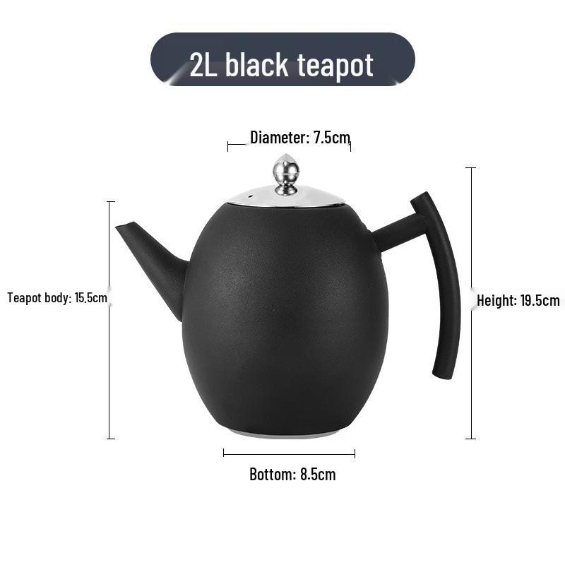 Утолщенный черный классический чайник из нержавеющей стали для ресторана и отеля, подходит для индукционных плит, маленький чайник для чайной церемонии.