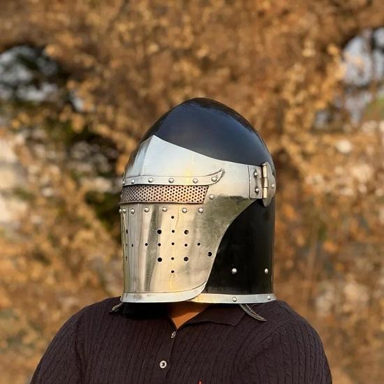 Шлем с забралом Барбута Средневековый рыцарский доспех Стальной шлем LARP Косплей Костюм на Хэллоуин Шлем воина Барбута Лучший подарок