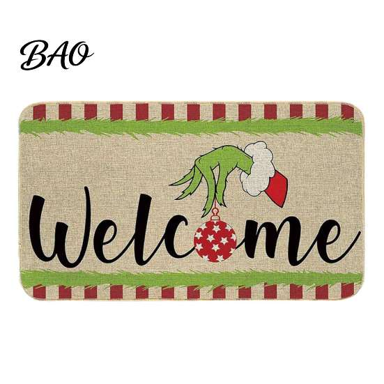 Non-slip Holiday Floor Mat Christmas Door Mat, Festive Entrance Rug, 35" x 24" Non-Slip Washable Winter Home Decor Entry Welcome Water Absorbent