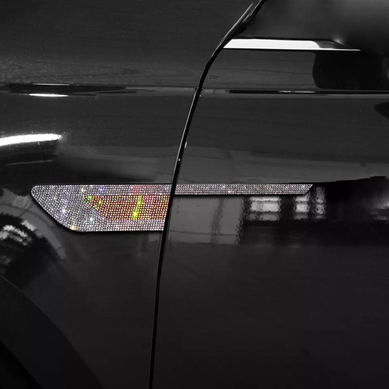 2шт. Алмазные наклейки на боковые крылья автомобиля, декоративные наклейки для предотвращения столкновений, автомобильные предупреждающие стильные украшения, автомобильные аксессуары для женщин