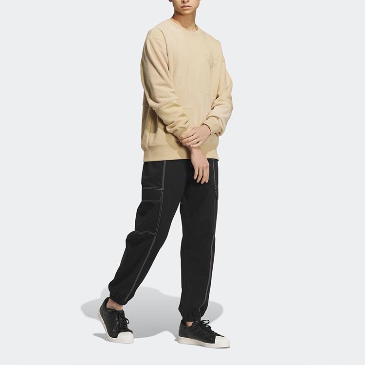 Adidas Оригинальный трилистник Miffy Collaboration Series с принтом логотипа, толстовка с круглым вырезом, мужские топы, льняные, цвета хаки, коричневые, HY7293