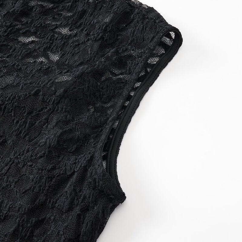 GIOVANNI VALENTINO Elegant Lace See-Through Sleeveless A-Line Midi Dress