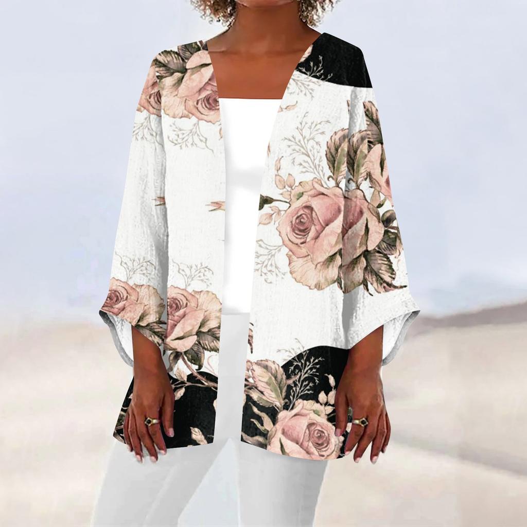 Women's Casual Fashion Printed Lightweight Mid-length Jacket Cardigan
