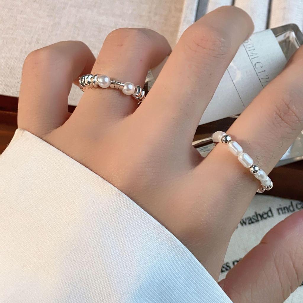 Unique Design Silver Pearl Ring: Chic and Versatile Fashion Ring for Women