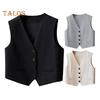 Женский жилет без рукавов, однобортный жилет с V-образным вырезом, повседневный жилет, куртка на весну-лето