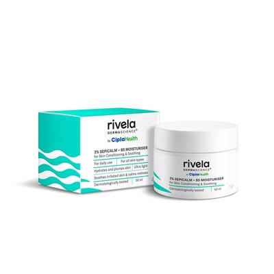 Крем-увлажнитель Rivela Dermascience от Cipla с витамином B5, формула с кондиционирующими и успокаивающими компонентами|3% Sepicalm|Увлажняет и придает коже упругость|Для мужчин и женщин|Al