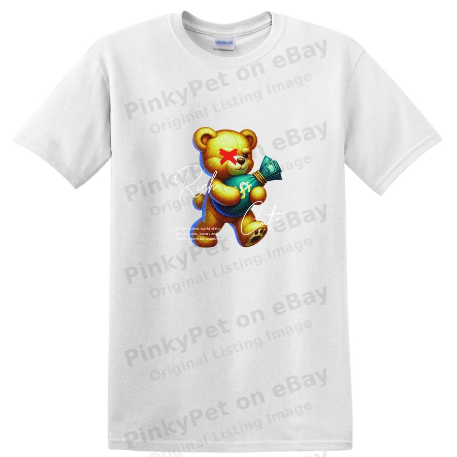Bear Holding Money Cute Funny Graphic T Shirt Casual Tee for Adults Kids