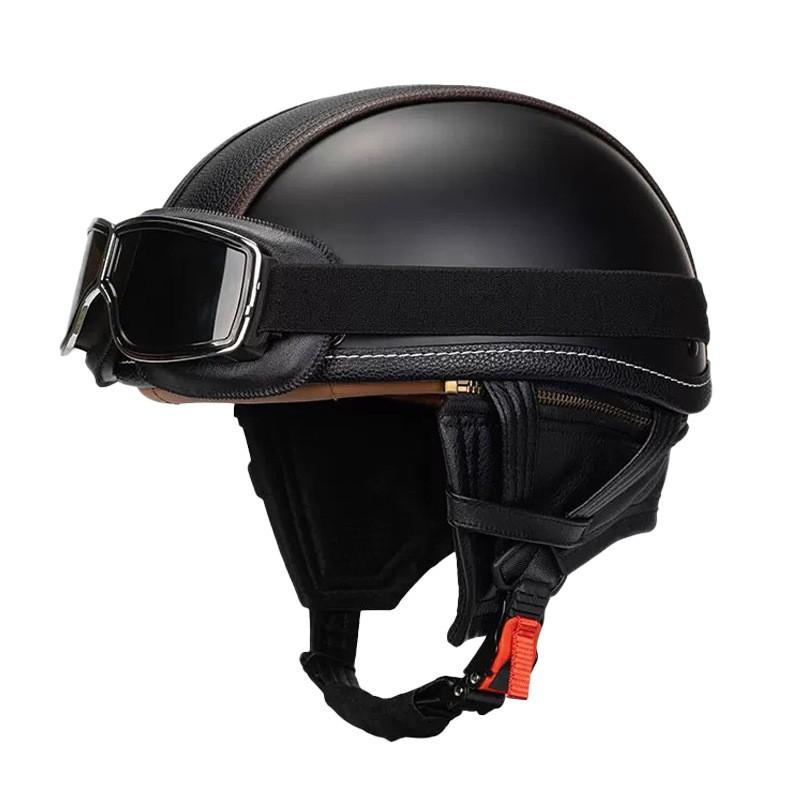 Vintage-Style Half Face Motorcycle Helmet With Flip-Up Tinted Visor Scooter Cruiser Riders