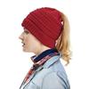 Women's Ponytail Hat Winter Warm Knitted Hat with Ponytail Tail Hole Soft Stretch Cable Knit Messy High Bun Cap