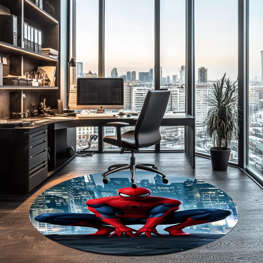Spider Man Printed Round Rug Carpet Chair Rug Area Rug Entryway Doormats,for Office Chair Living Room Bedroom Kitchen Room.