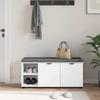 Hallway Bench with Cushion Shelf and Door White 100 x 38 x 46 cm