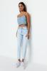 Women's Jeans Fashion New Season Light Blue High Waist Slim Mom Jeans