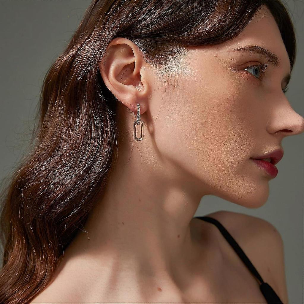 18K Gold Plated Paperclip Earrings Trendy hypoallergenic Link Earrings For Women Chain Statement Earrings Dangle Hoops Rectangle Earrings Jewelry For