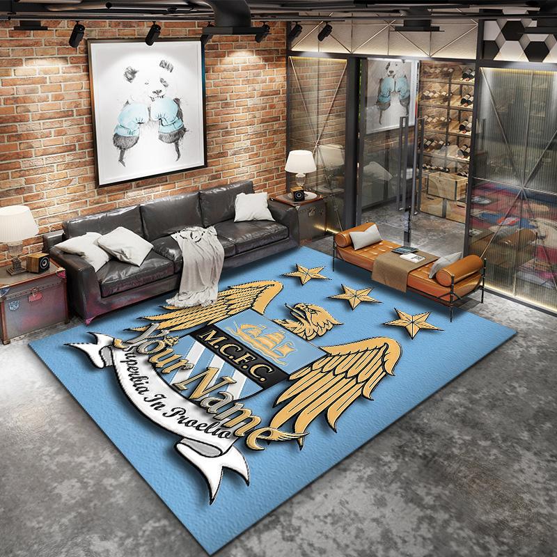 Manchester City F Custom Name Carpet Rug For Living Room Bedroom Home Sofa Decoration Kids Play Nonslip Floor Mat