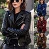 Women's Short Leather Jacket PU Motorcycle Clothing Slim Slim Leather Jacket