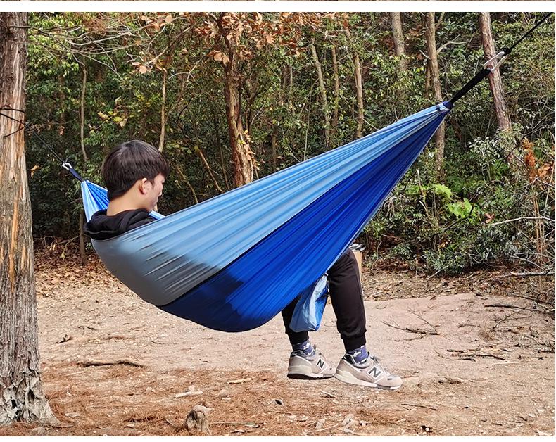 Anti-Rollover Lightweight Outdoor Nylon Hammock – Portable 210T Parachute Cloth