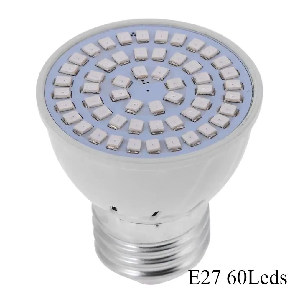 Полный спектр 60 светодиодных ламп для выращивания растений Светодиодные лампы для выращивания растений Лампа для растений Гидропонная система для теплицы (Без держателя лампы)