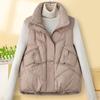 Модный зимний теплый жилет женский без рукавов парка со стойкой воротником повседневный толстый женский жакет