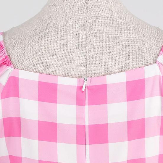 Женское платье трапециевидной формы в стиле ретро, ​​большие качели, облегающее, с высокой талией, с короткими рукавами, с V-образным вырезом, в клетку, с принтом в горошек, на шнуровке, с узкой талией, вечерние, свадебное, выпускное платье