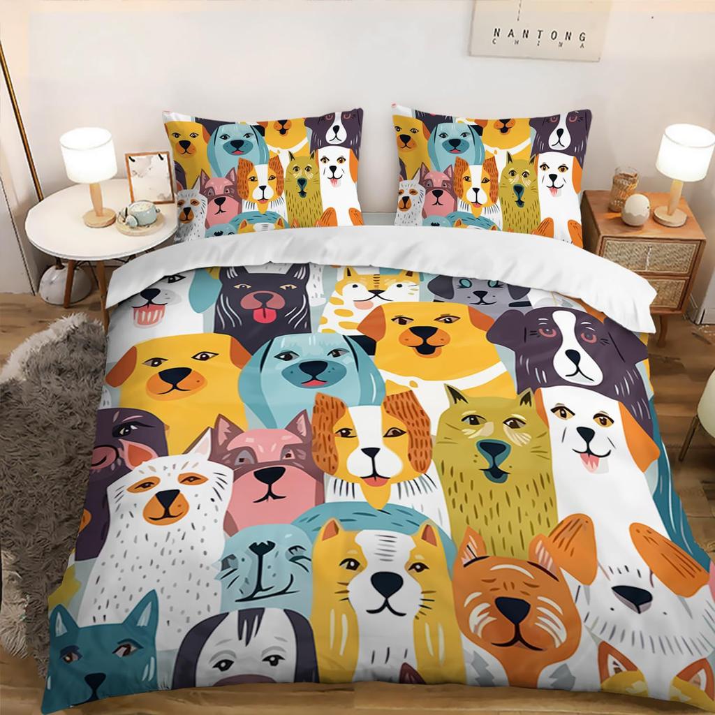 Комплект постельных принадлежностей из трех предметов с 3D-цифровой печатью в виде щенка