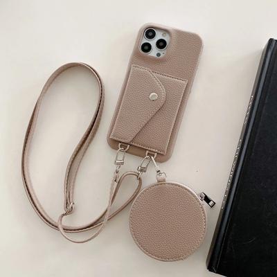 Чехол-кошелек через плечо для iPhone 16 15 14 13 12 11 Pro XS Max X XR 7 8 Plus с карманом для карт и кожаным шнурком