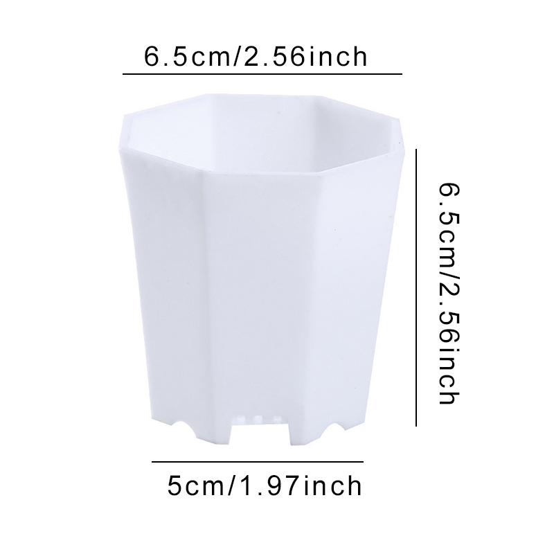 20 PCS Octagonal Flowerpot Plastic Flower Pots Set White Plant Pot with Drainage Holes Indoor Outdoor Succulents Growth Pots ZYF