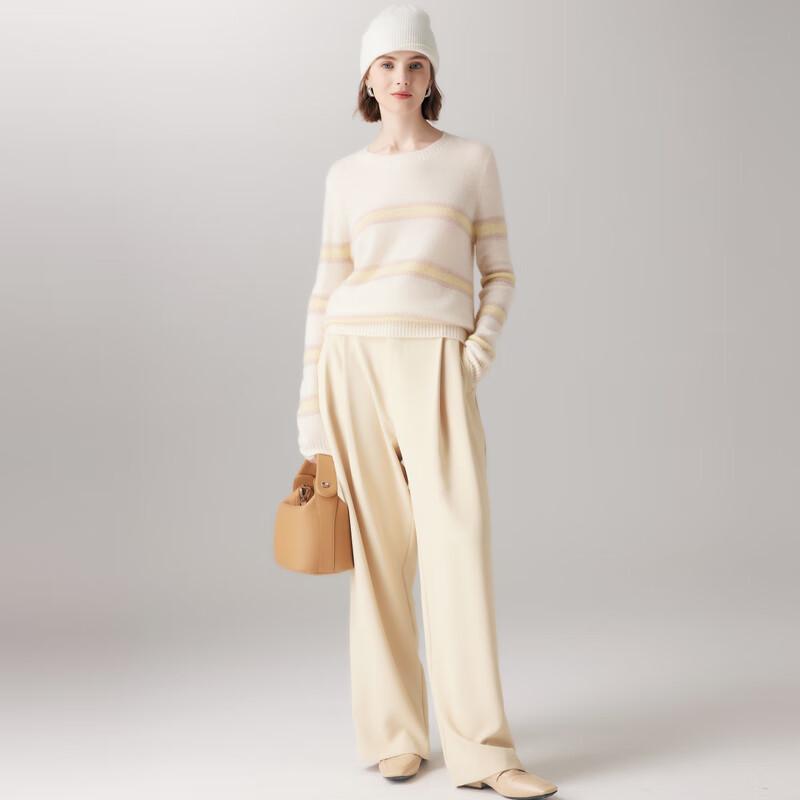 Palo Pure Cashmere Striped Jacquard Crewneck Pullover