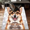 1PC Custom Name Corgi Heartfelt Art Theme Floor Mat Ideal for Living Room, Game Rooms, Office, Bedroom, Floor Mat Playful Design