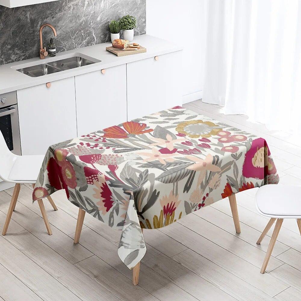 Скатерть с цветочным рисунком, домашний декор, устойчивая к пятнам, водонепроницаемая скатерть, украшение для стола, прямоугольные кухонные столешницы для камина