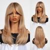 Ombre Коричневые синтетические парики Длинные прямые парики из натуральных волос с челкой для женщин Косплей Парик Лолиты Термостойкий
