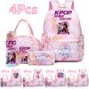 4Pcs/set Cartoon K-Pop Printed Backpack Handbag Pencil Case with 750Ml Water Bottler for Teenager Boy Girl Schoolbag Large Capacity Bookbag Mochila