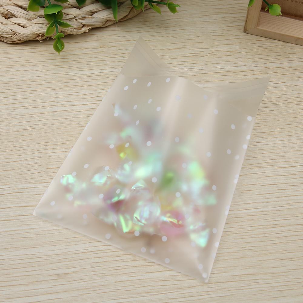 100 PCS Gift Cookie Hot Seal OPP Self Adhesive White Dots Plastic Packaging Bag