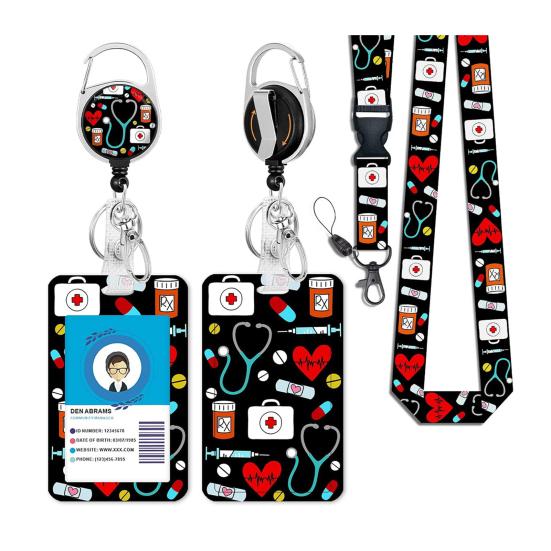 Держатель для удостоверения личности с ремешком для учителя, вертикальный брелок для бейджа и брелок для медсестры, учителя, сотрудника службы безопасности
